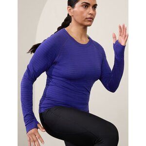 Athleta S Momentum Seamless Top Deep Marine Stripe Small